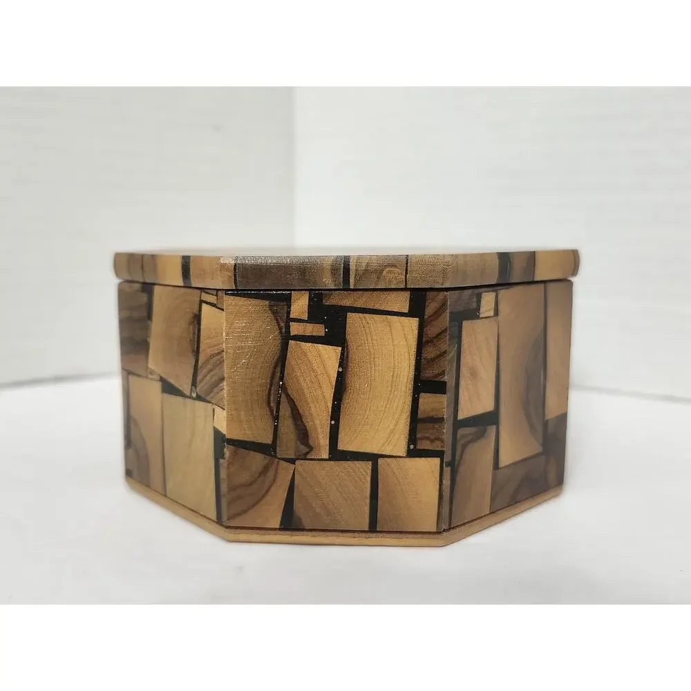 Vintage Richard Gross MCM Marquetry Octagon Wood Trinket Jewelry Box